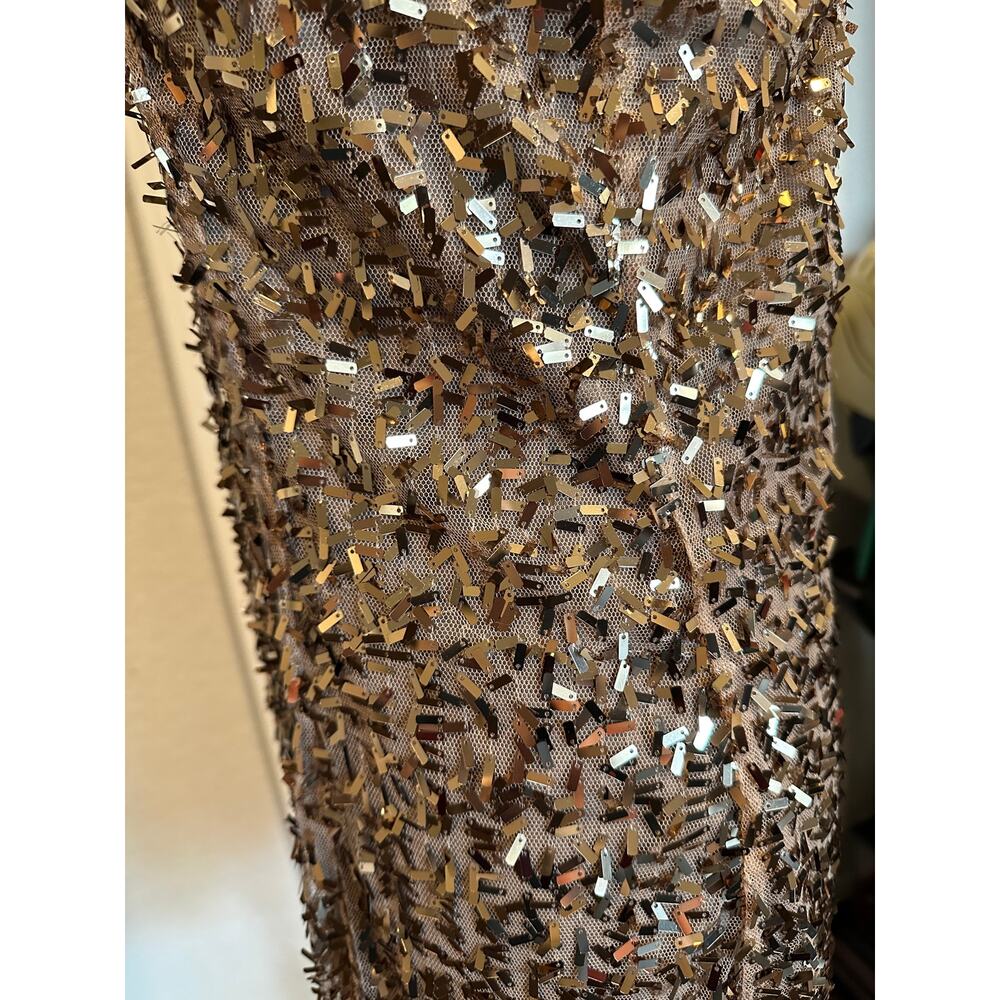 Wet Seal Gold Sequin Glam Metallic Y2K Strapless Bodycon Party Mini Dress - Picture 8 of 11
